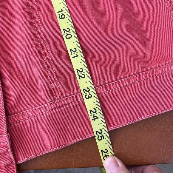 Free People Dropped Shoulder‎ Oversize Boxy Pink Red Trucker Jean Jacket Medium - Picture 9 of 9
